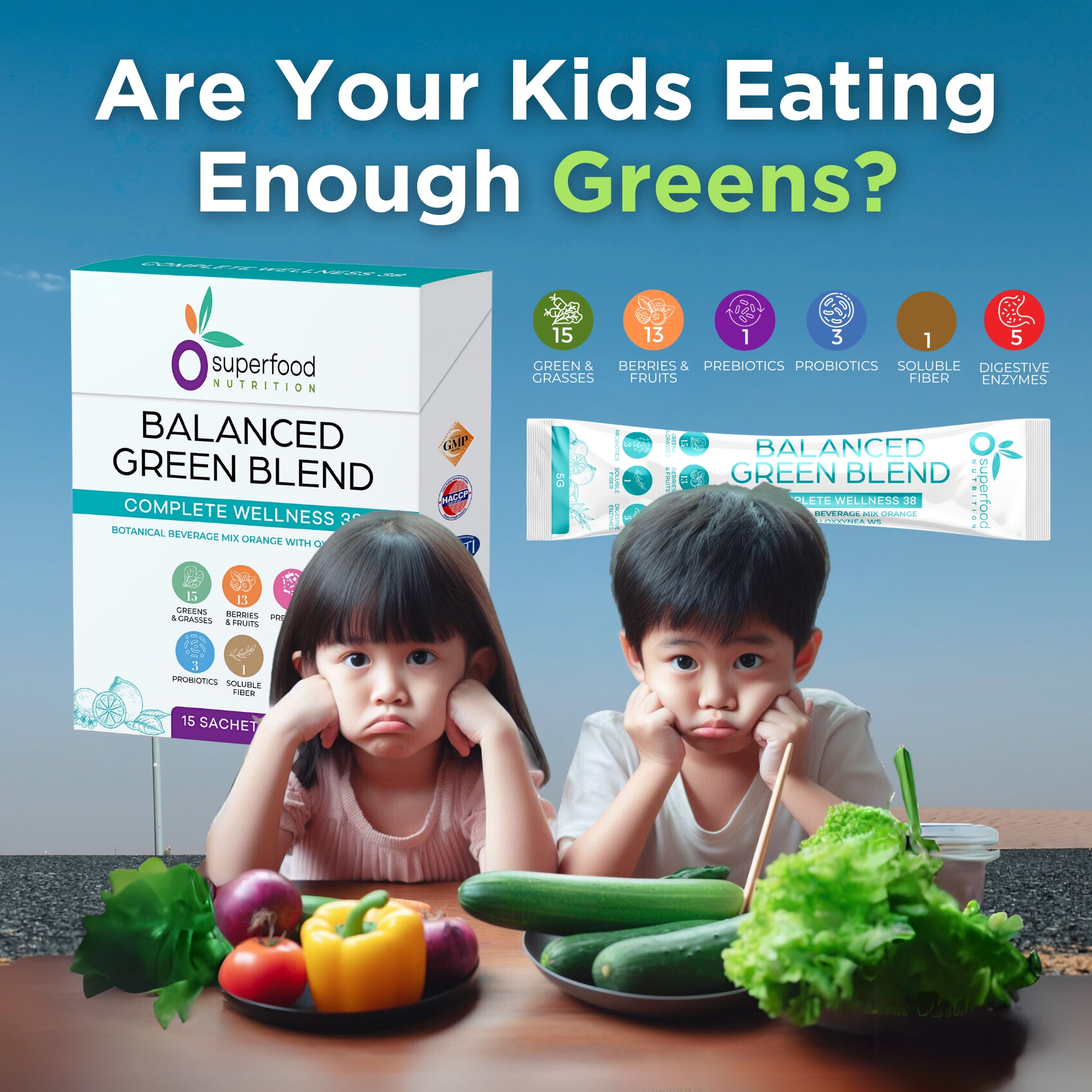 Superfood Nutrition Facebook ad: Is the dinner table a battleground of greens…