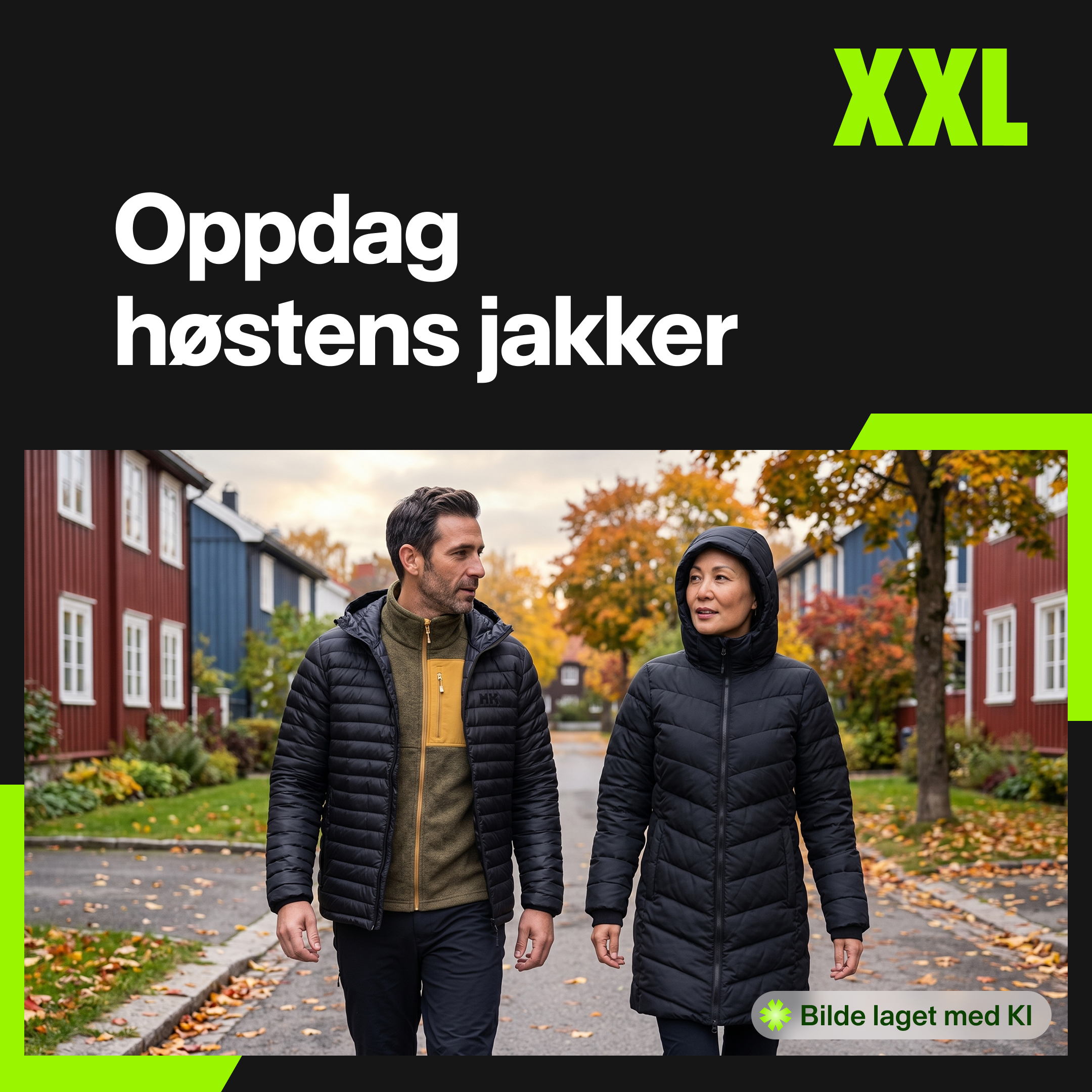 XXL Sport & Villmark Facebook ad: Regn, kulde eller hverdag, vi har jakken for deg