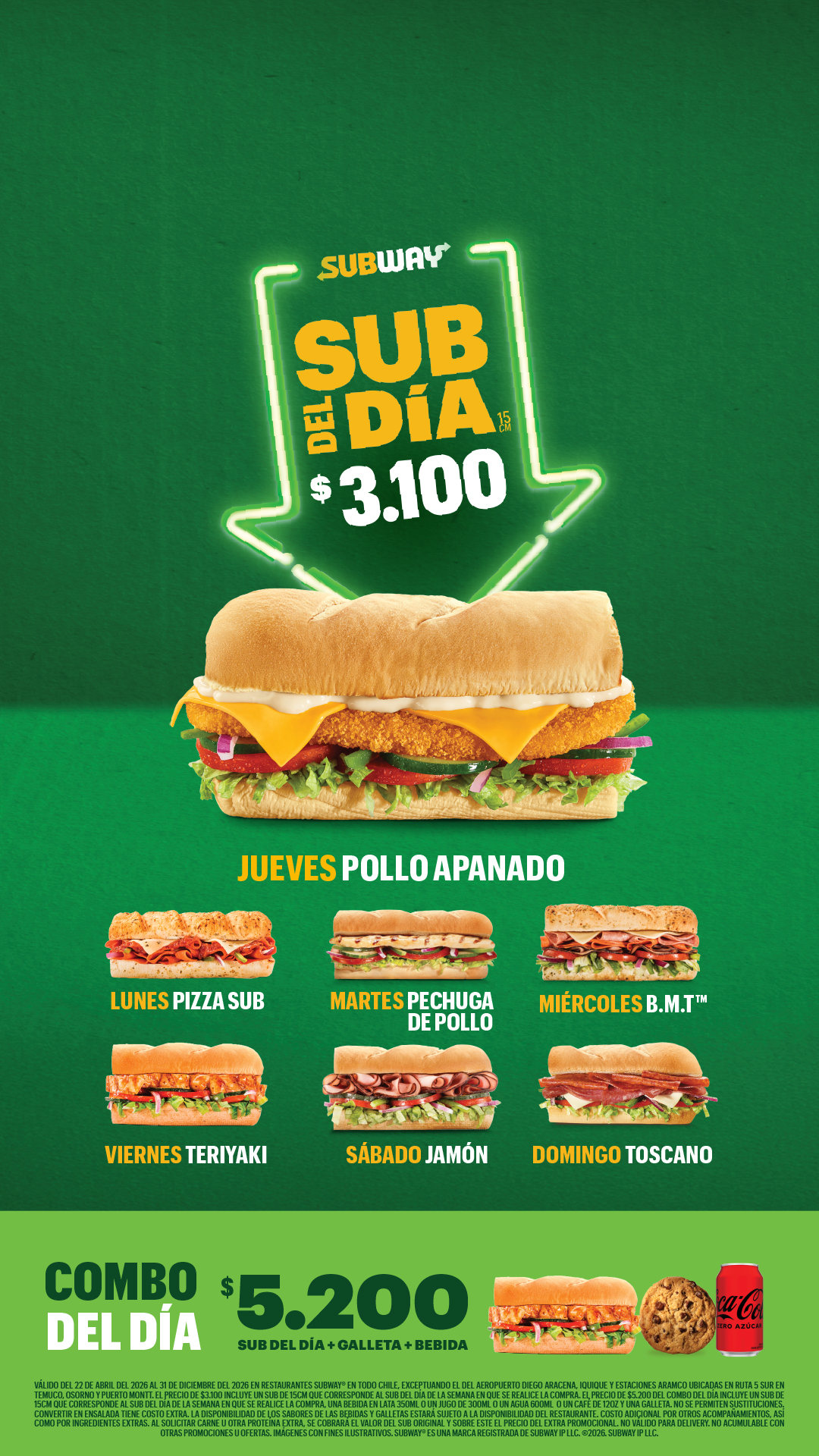 Subway Chile Facebook ad
