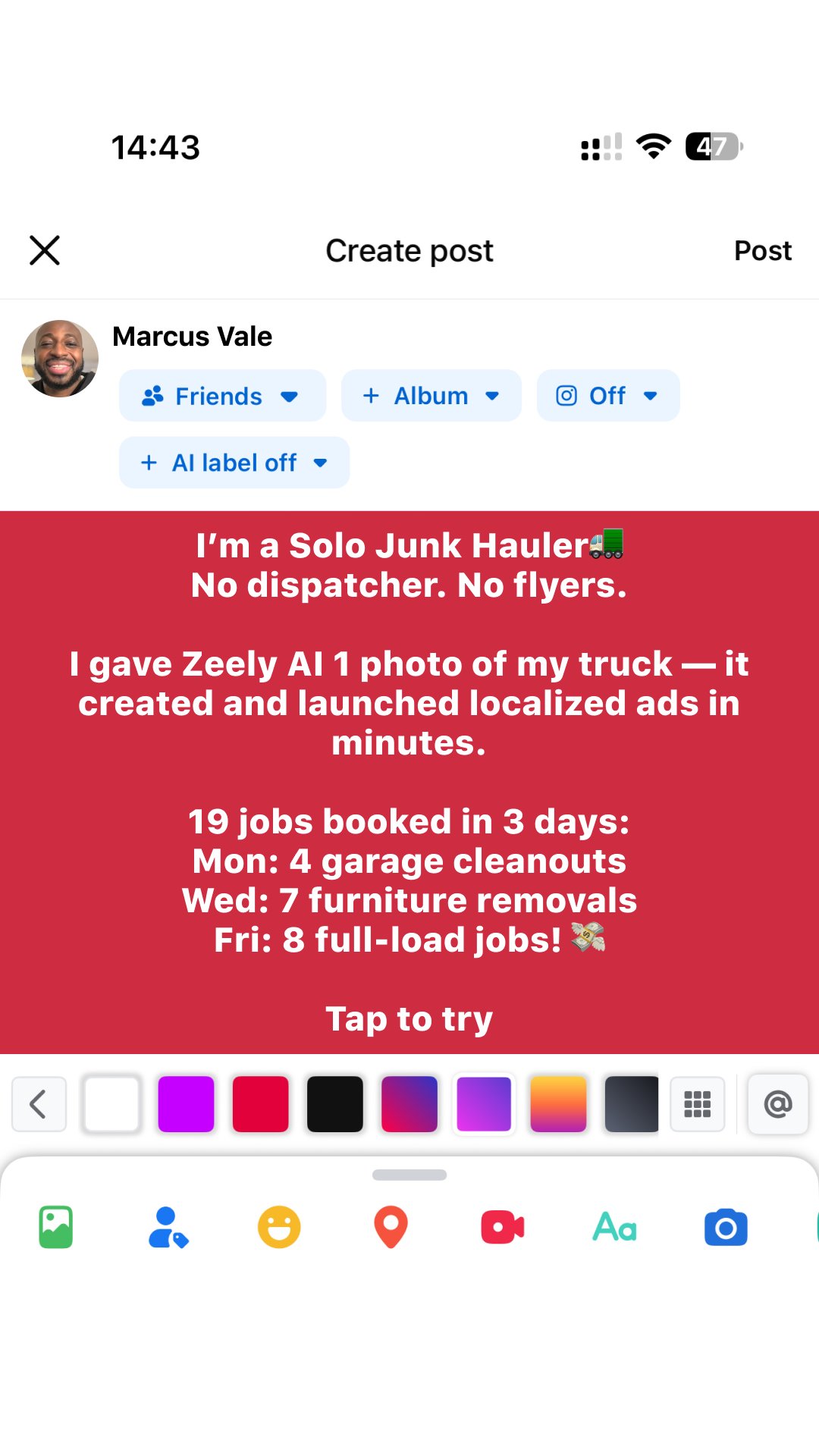 Zeely Facebook ad