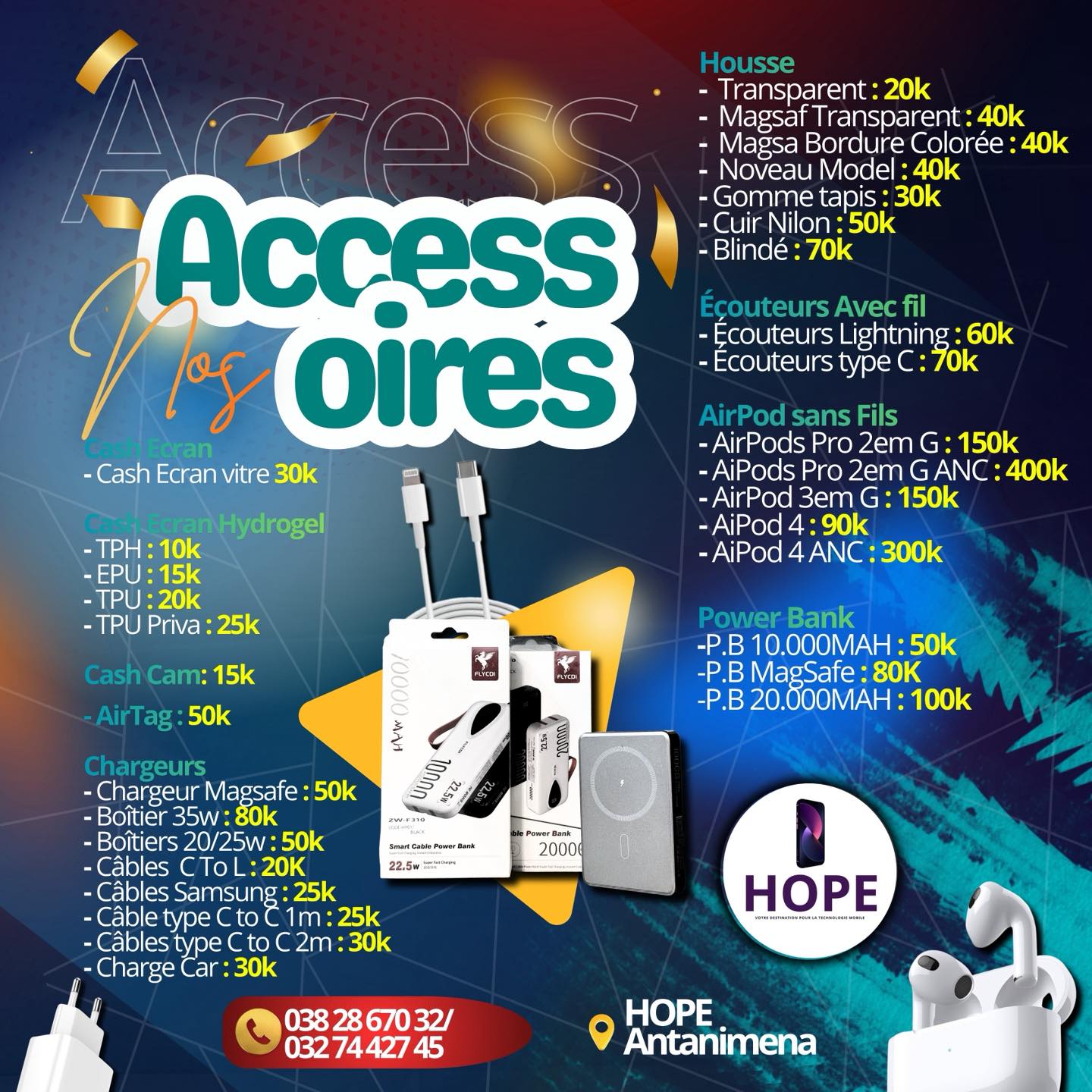 HOPE Facebook ad: TOUS LES ACCESSOIRES SMARTPHONE CHEZ HOPE
