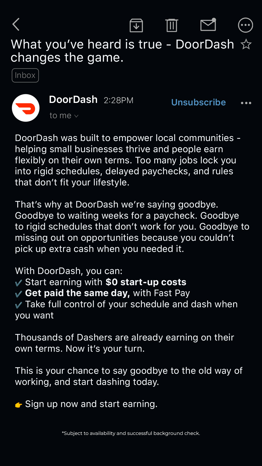 DoorDash Facebook ad