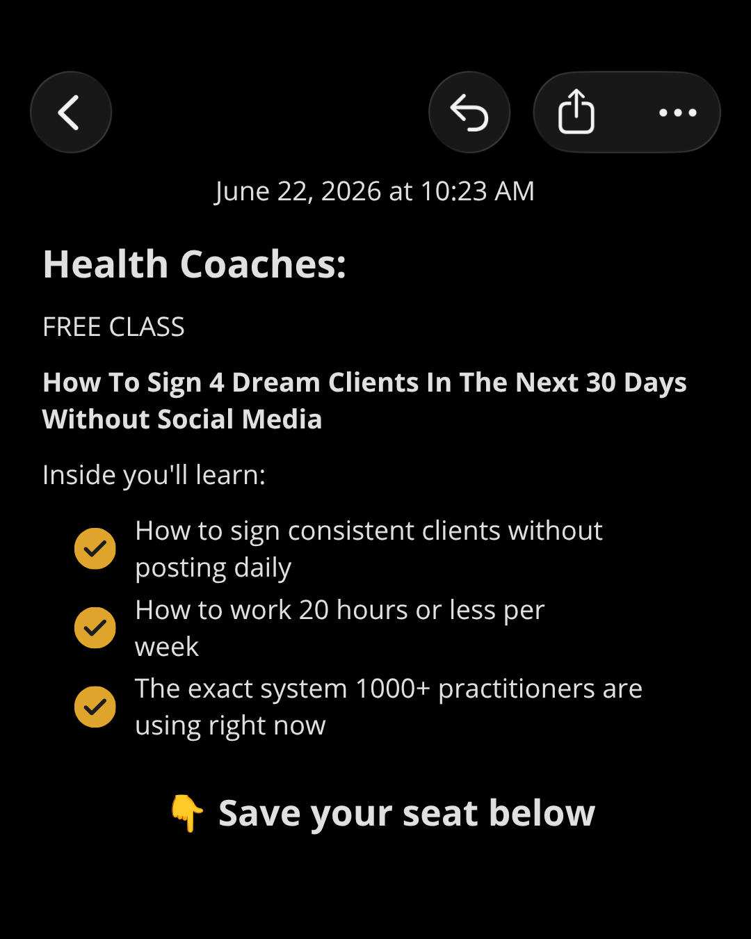 The Profitable Nutritionist Facebook ad