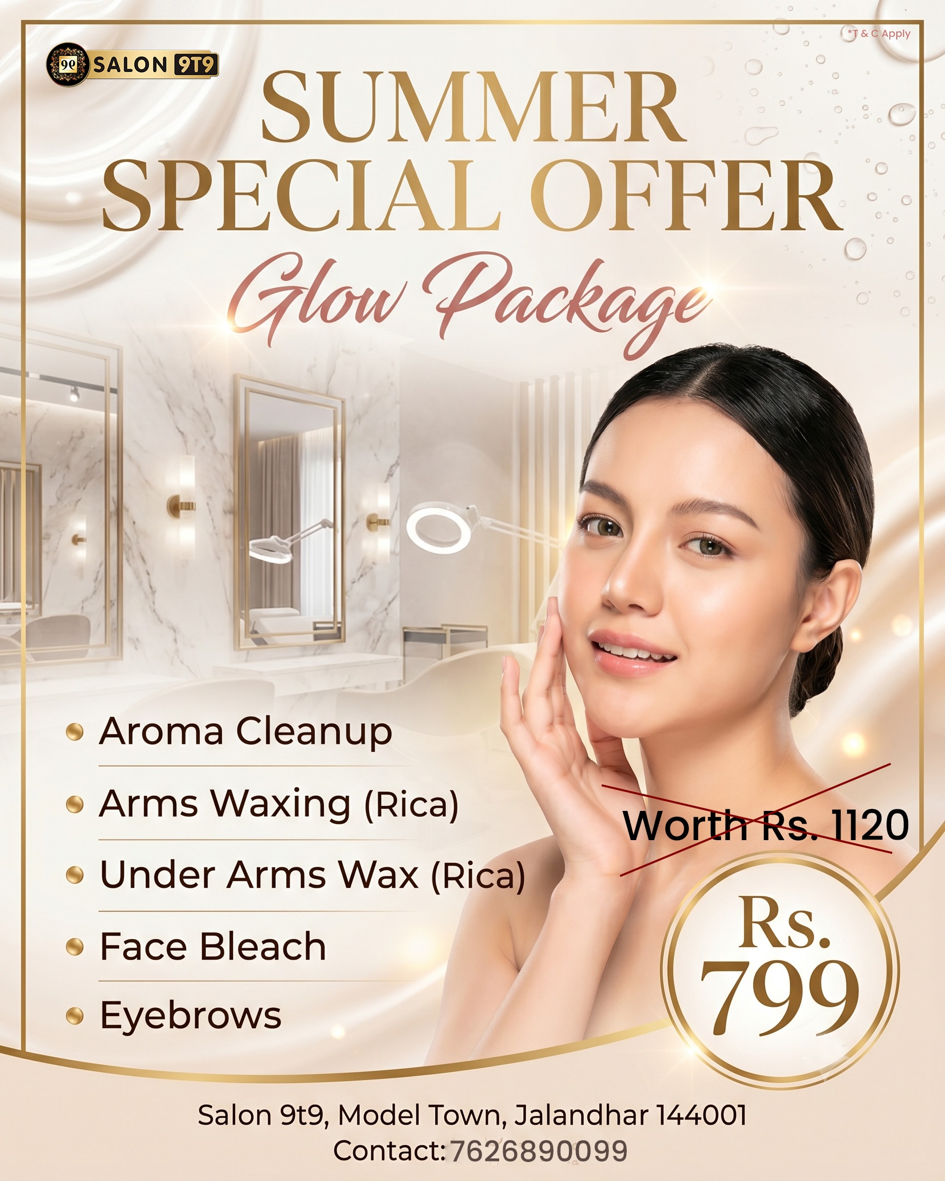 Salon 9T9 Facebook ad: Summer Glow Starts Here!