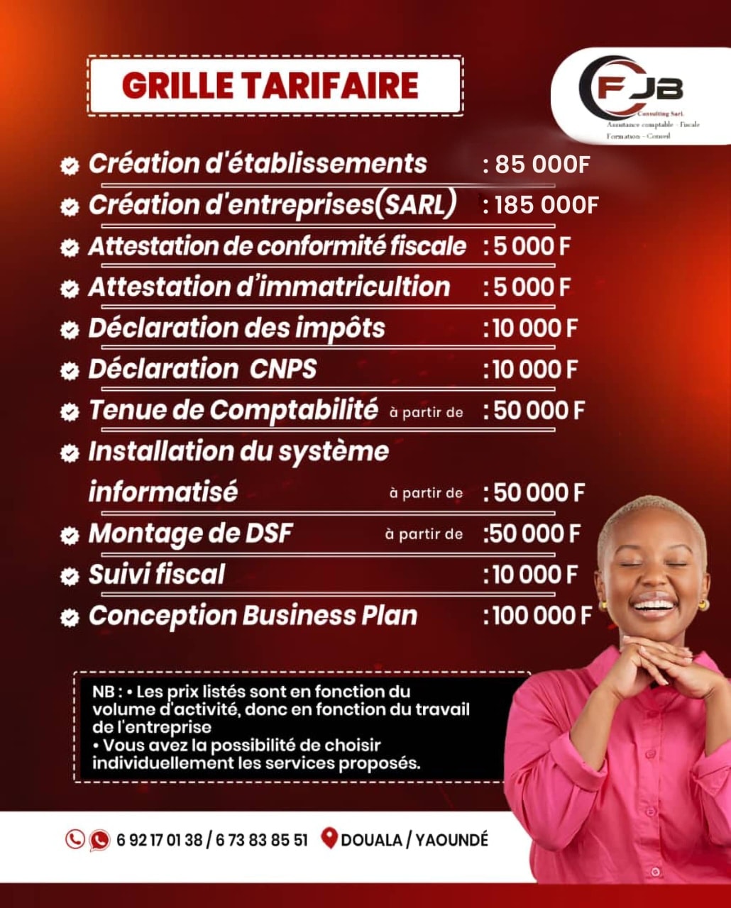 Stratégies Comptable & fiscale Facebook ad: Découvrez la Grille Tarifaire Officielle de FJB Consulting…