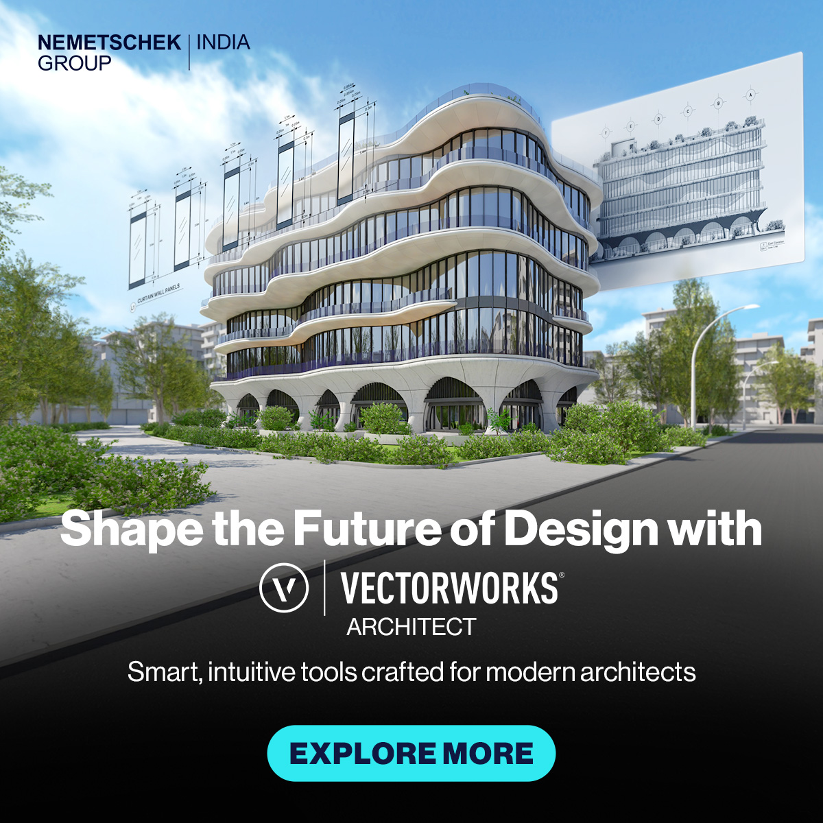 Nemetschek India Facebook ad: Design smarter. Build faster. Create with confidence.