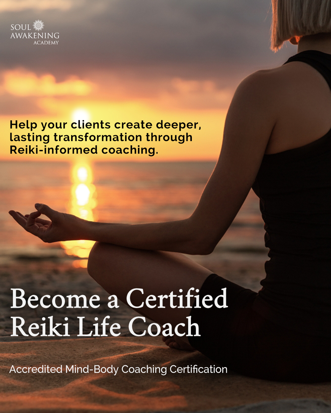 Soul Awakening Academy Facebook ad: Become a Certified Reiki Life Coach, 80% Off