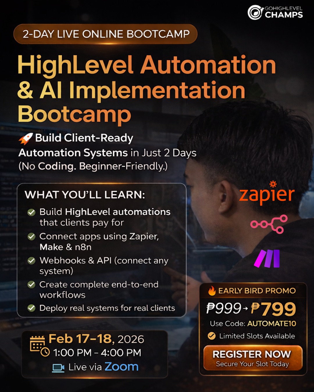 Go High Level Champs - Training PH Facebook ad: 𝗗𝗼𝗻’𝘁 𝗵𝗮𝘃𝗲 𝗮 𝘁𝗲𝗰𝗵 𝗯𝗮𝗰𝗸𝗴𝗿𝗼𝘂𝗻𝗱 𝗯𝘂𝘁…
