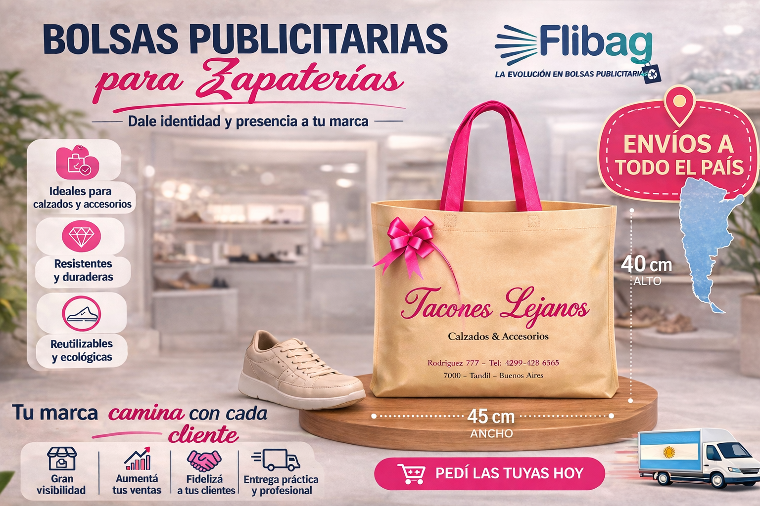 Flibag Facebook ad: Bolsas para Zapaterías que Venden por Vos