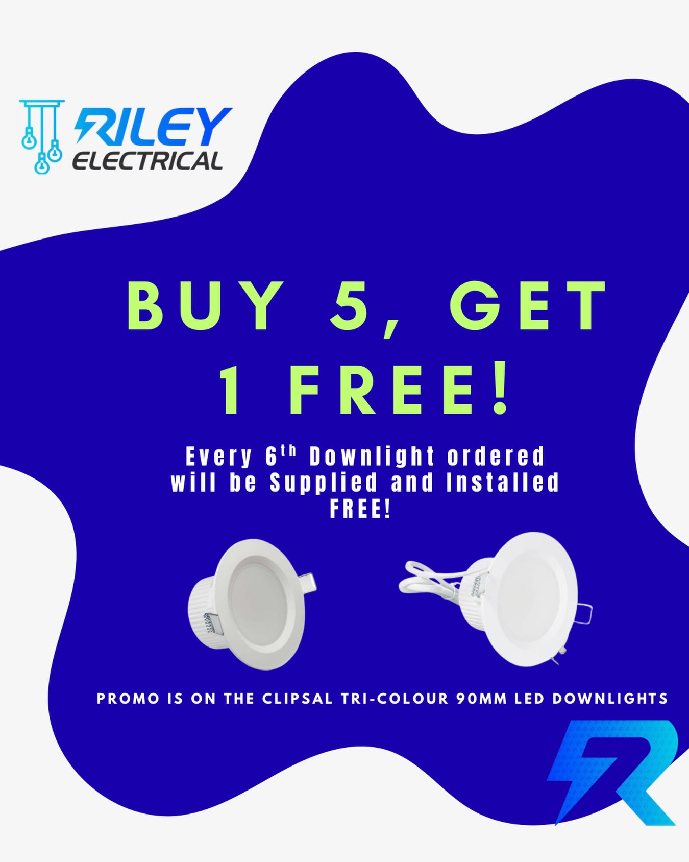 Riley Electrical Contracting Facebook ad: PAY FOR FIVE, GET THE SIXTH FREE!