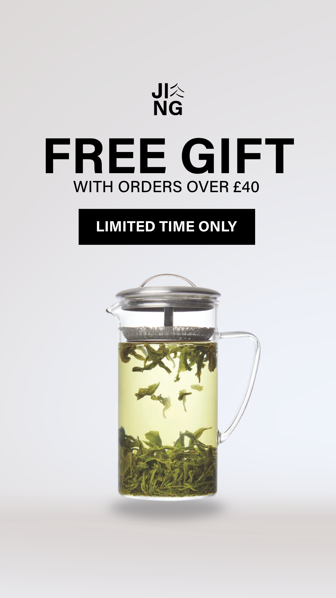 JING Tea Facebook ad: Free Teaware Gift on Orders Over £40