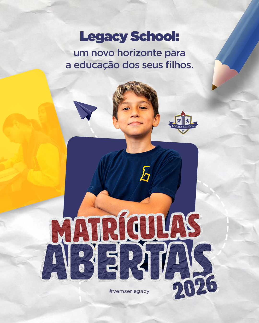 Legacy School Facebook ad: Mais que uma escola, é na Legacy School…