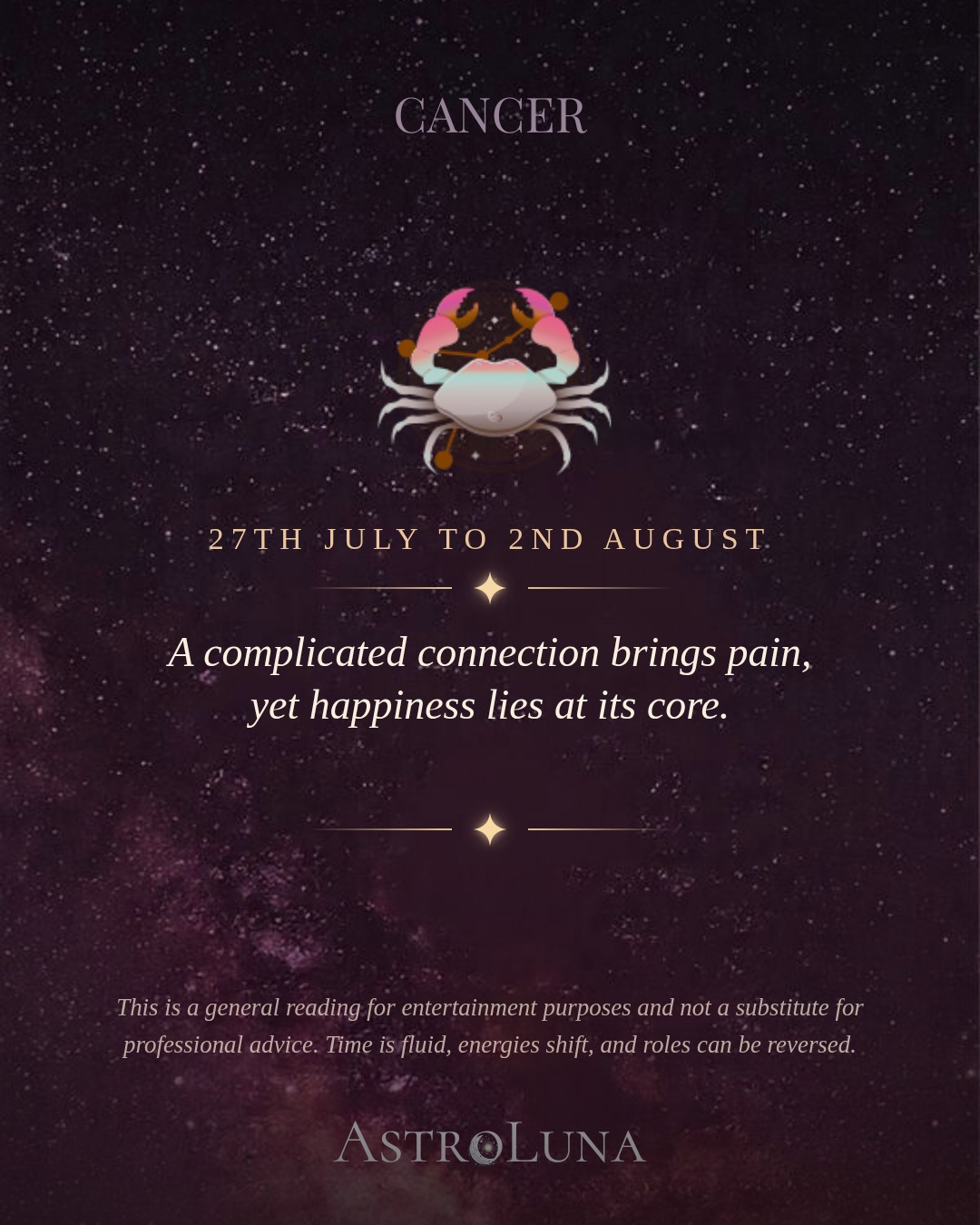 AstroLuna Facebook ad: Cancer, 27th July to 2nd August