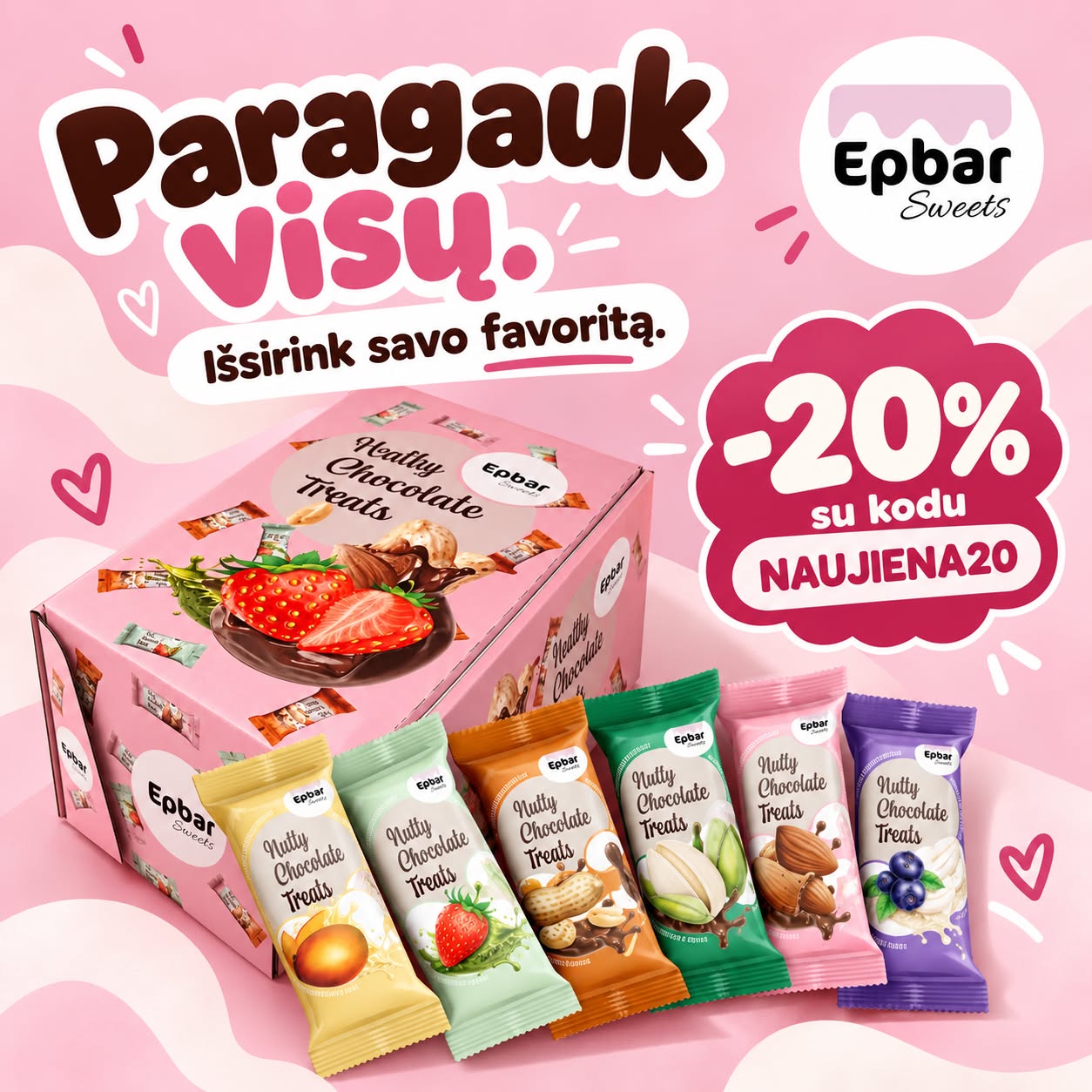 EPBAR Facebook ad: -20 % su kodu NAUJIENA20