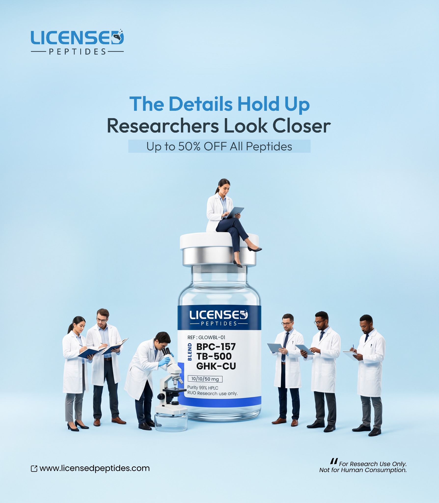 LicensedPeptides.com Facebook ad