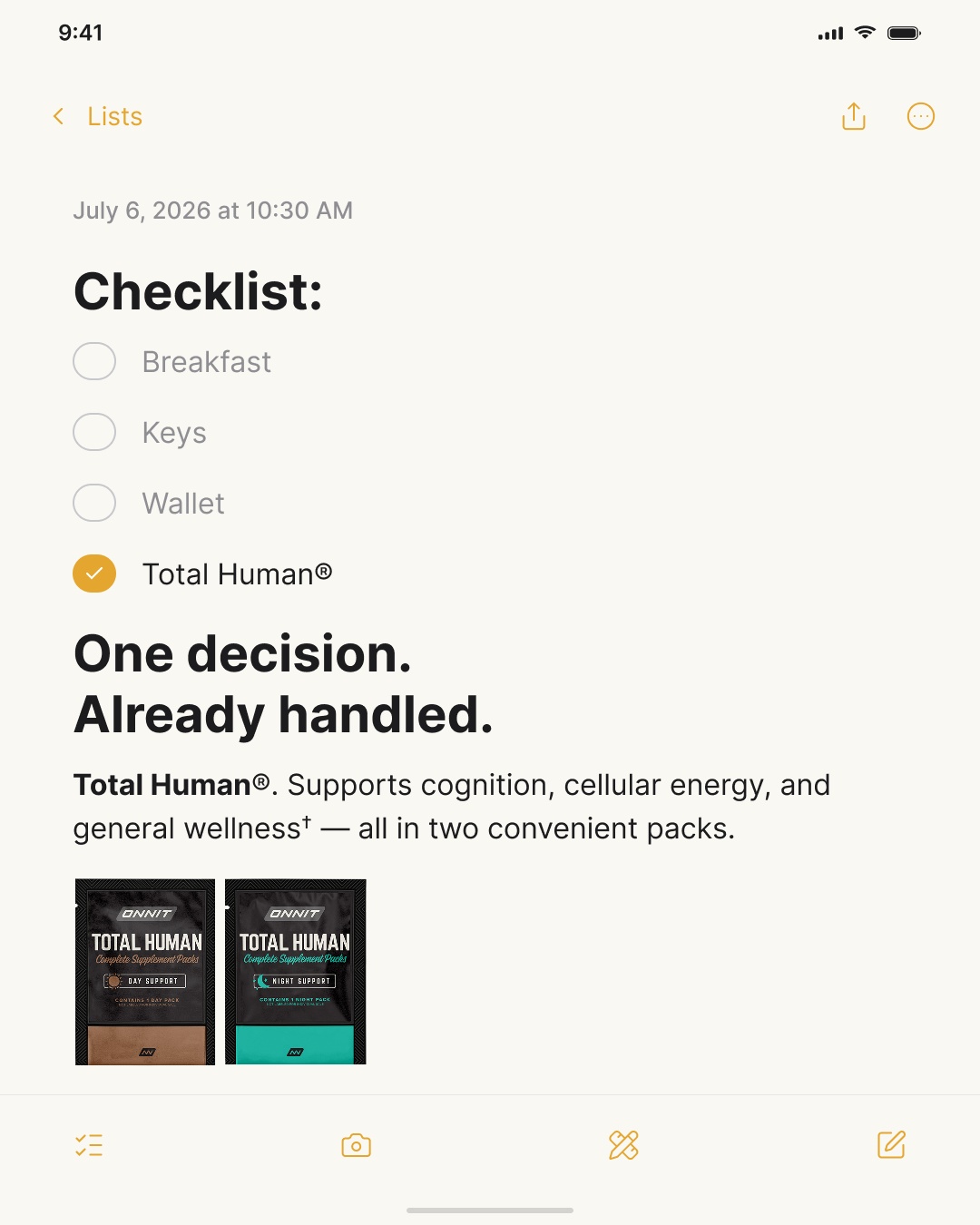 Onnit Facebook ad: Optimize Your System