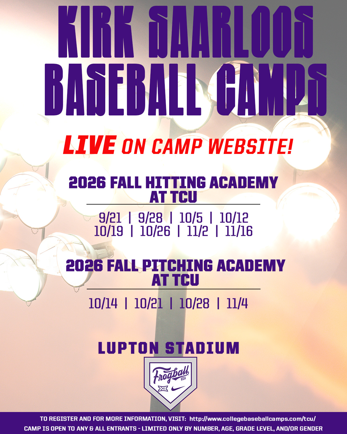 TCU Baseball Camps Facebook ad