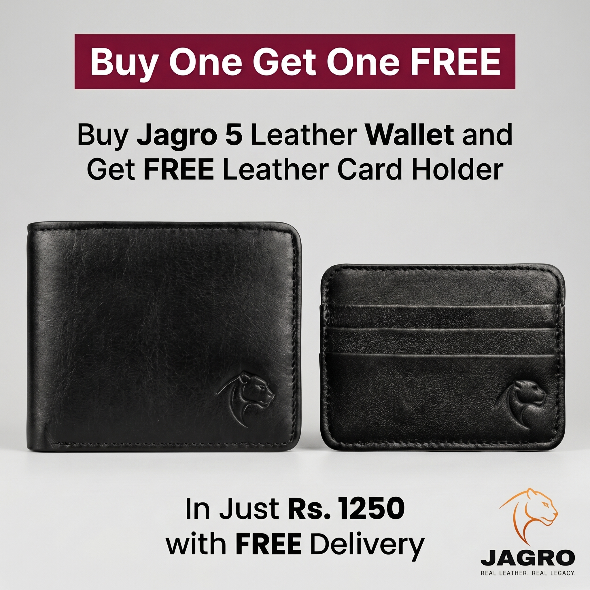Jagro Facebook ad: BUY 1 GET 1 FREE Wallet + Card Holder