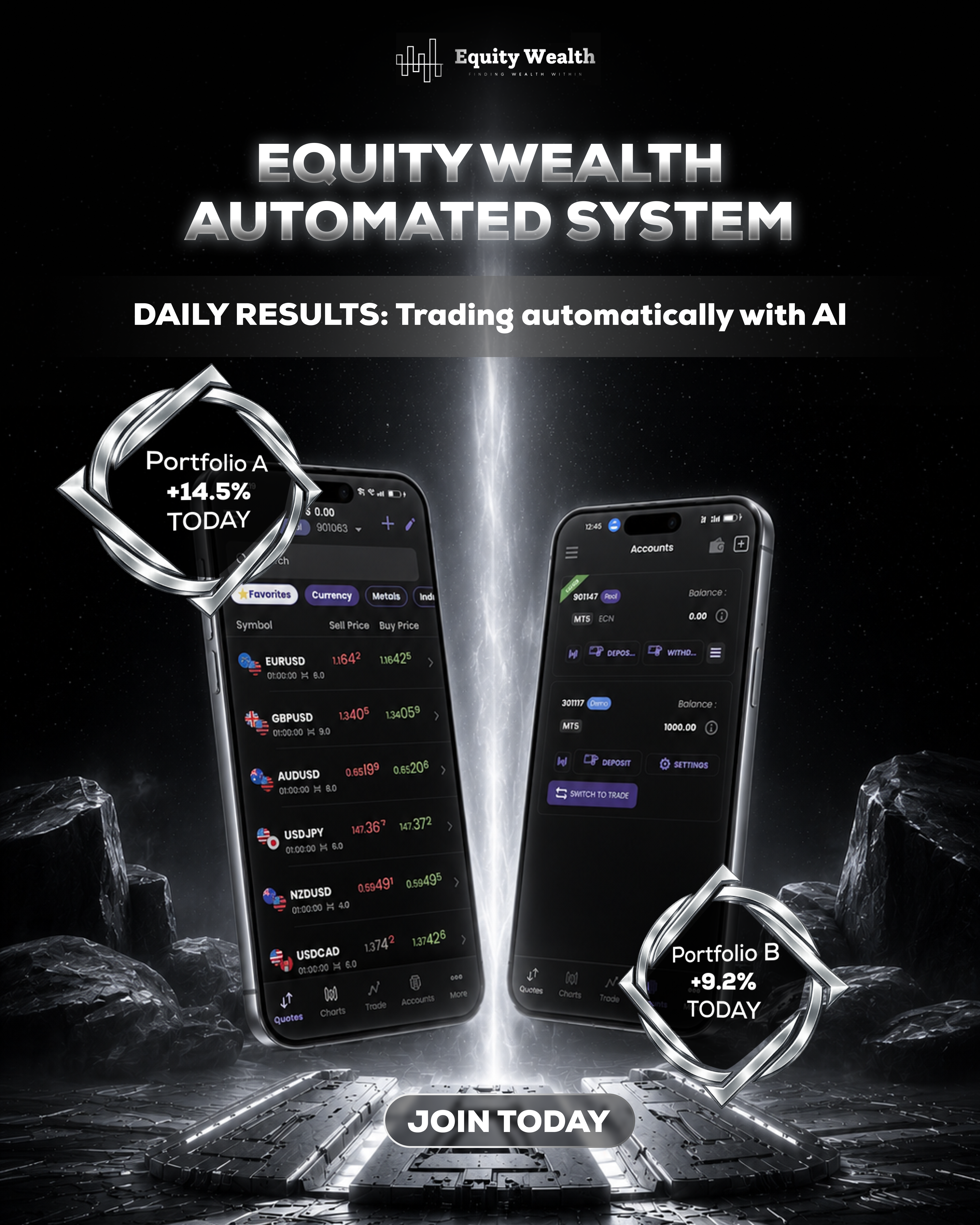 Equity Wealth Facebook ad: Trade Smarter, Not Harder