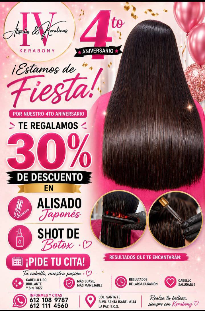 alisados y keratinas ivonn Facebook ad: EN KERABONY SE FESTEJA JUNTOS NUESTROS 4 ANIVERSARIO