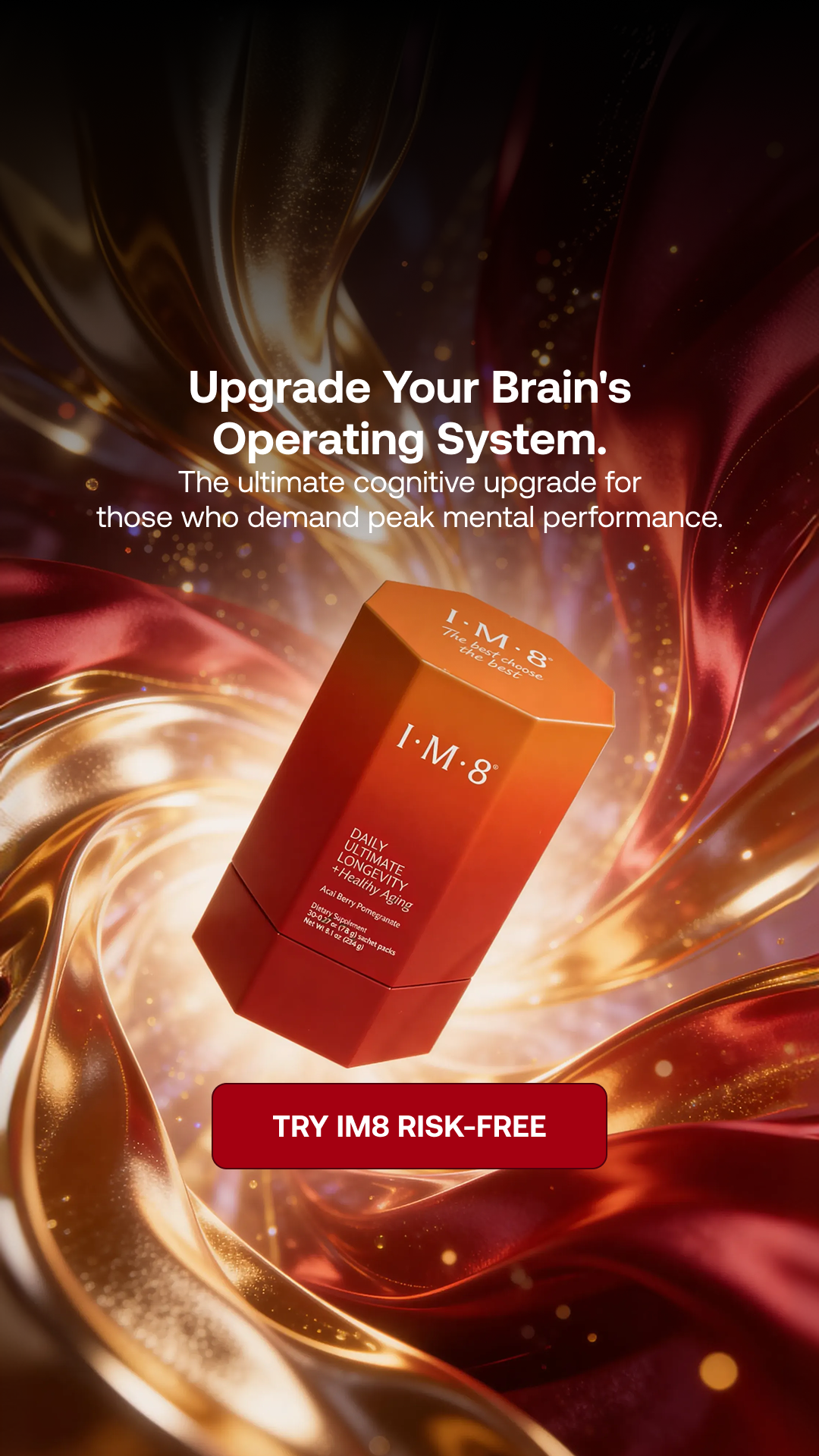 IM8 Global Facebook ad: Aging is Natural. Slowing Down Doesn't Have To Be.