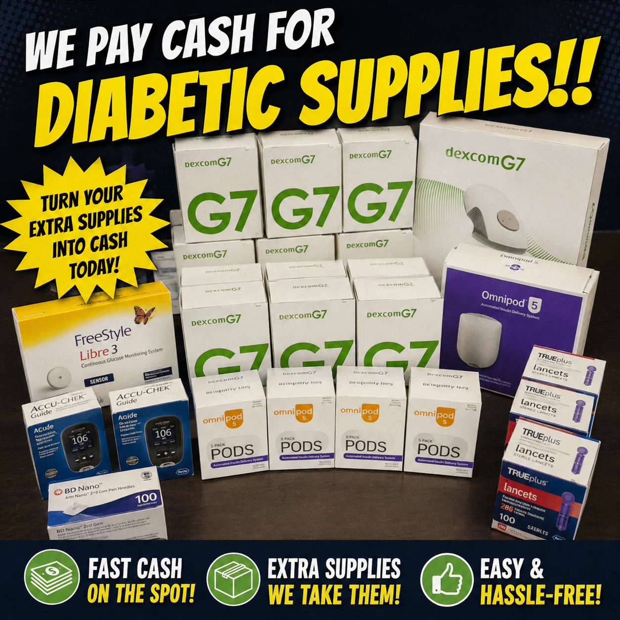 The Gold Spot Facebook ad: Cash For Diabetic Supplies