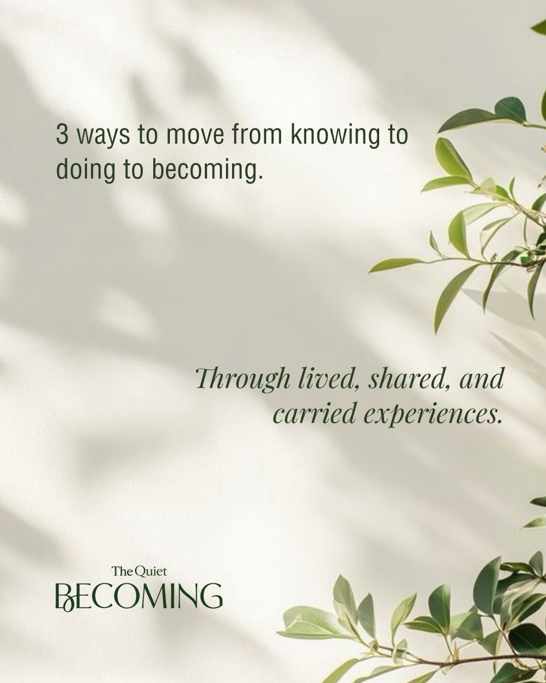 The Quiet Becoming Facebook ad: At The Quiet Becoming, we are not a…