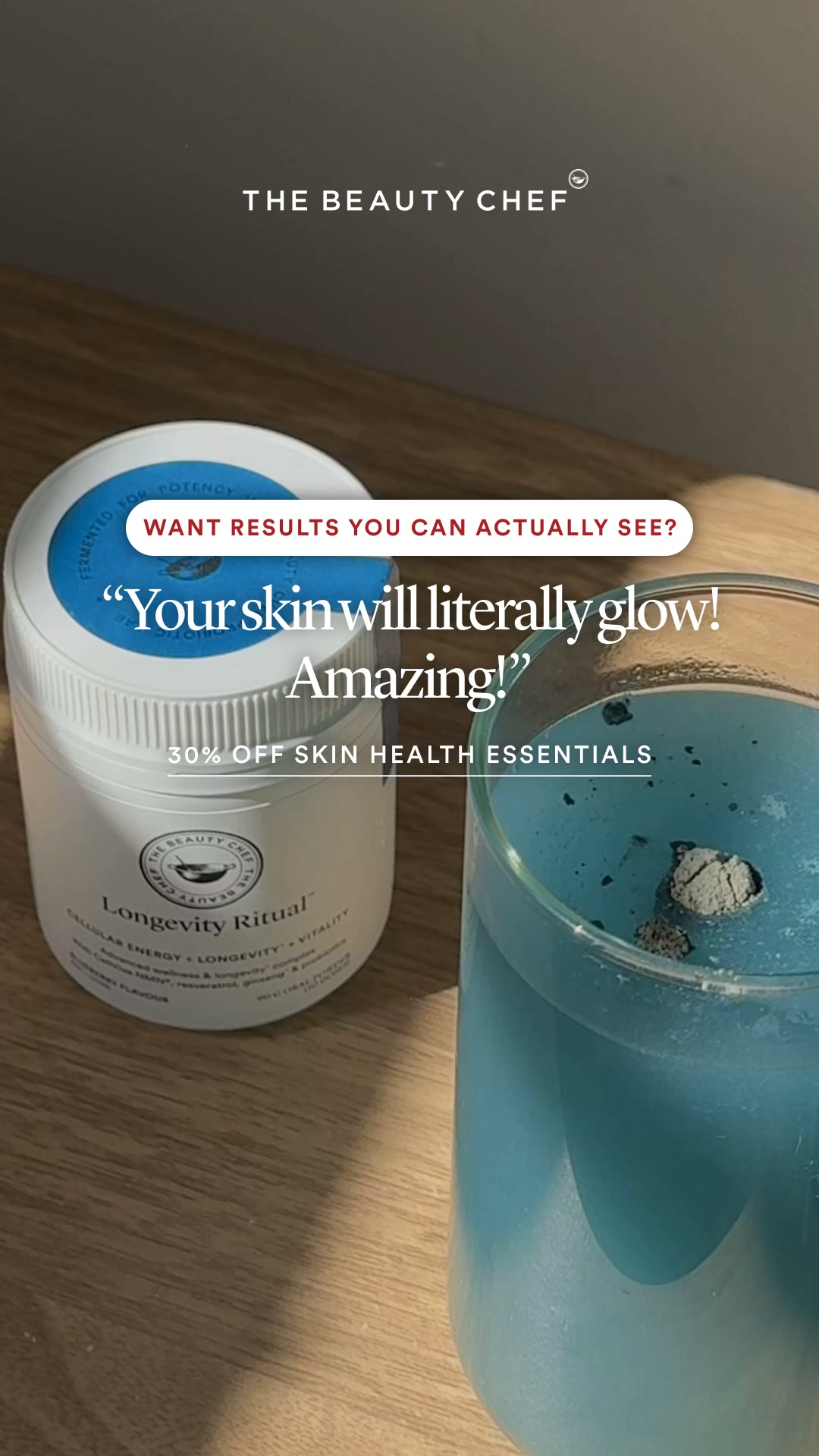 The Beauty Chef Facebook ad: Save 30% on skin health essentials
