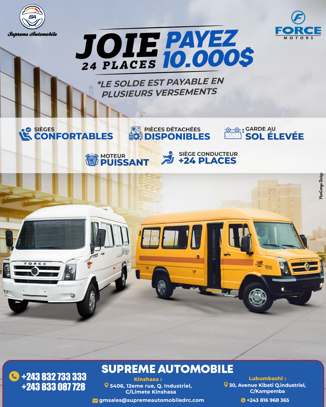 MonCongo Facebook ad: Supreme Automobiles