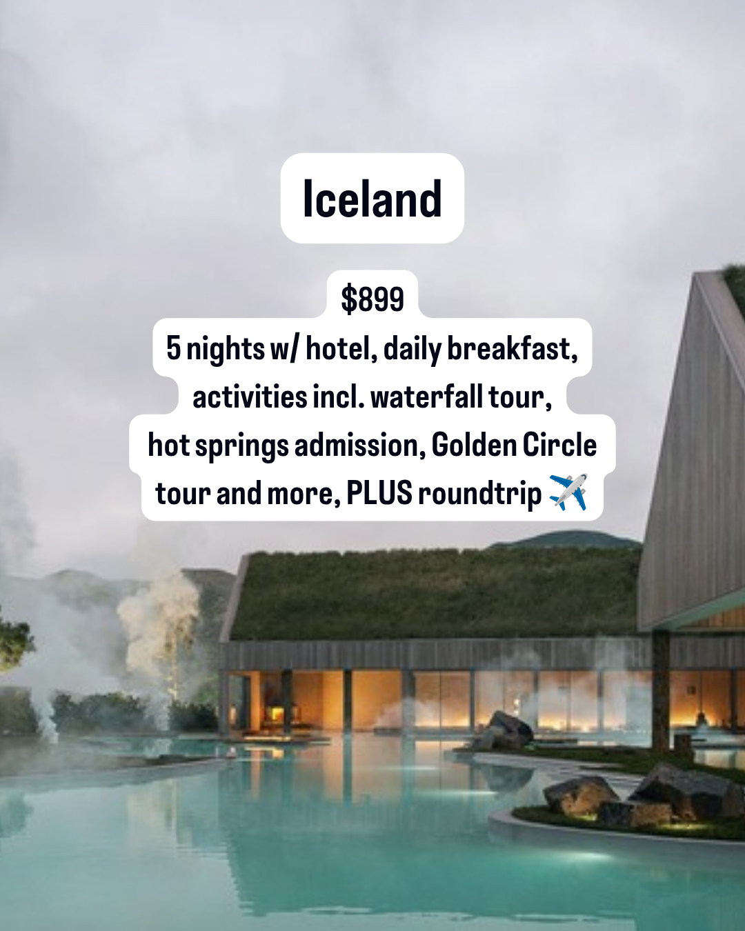 Travelzoo Facebook ad: Iceland escape, all planned, $899