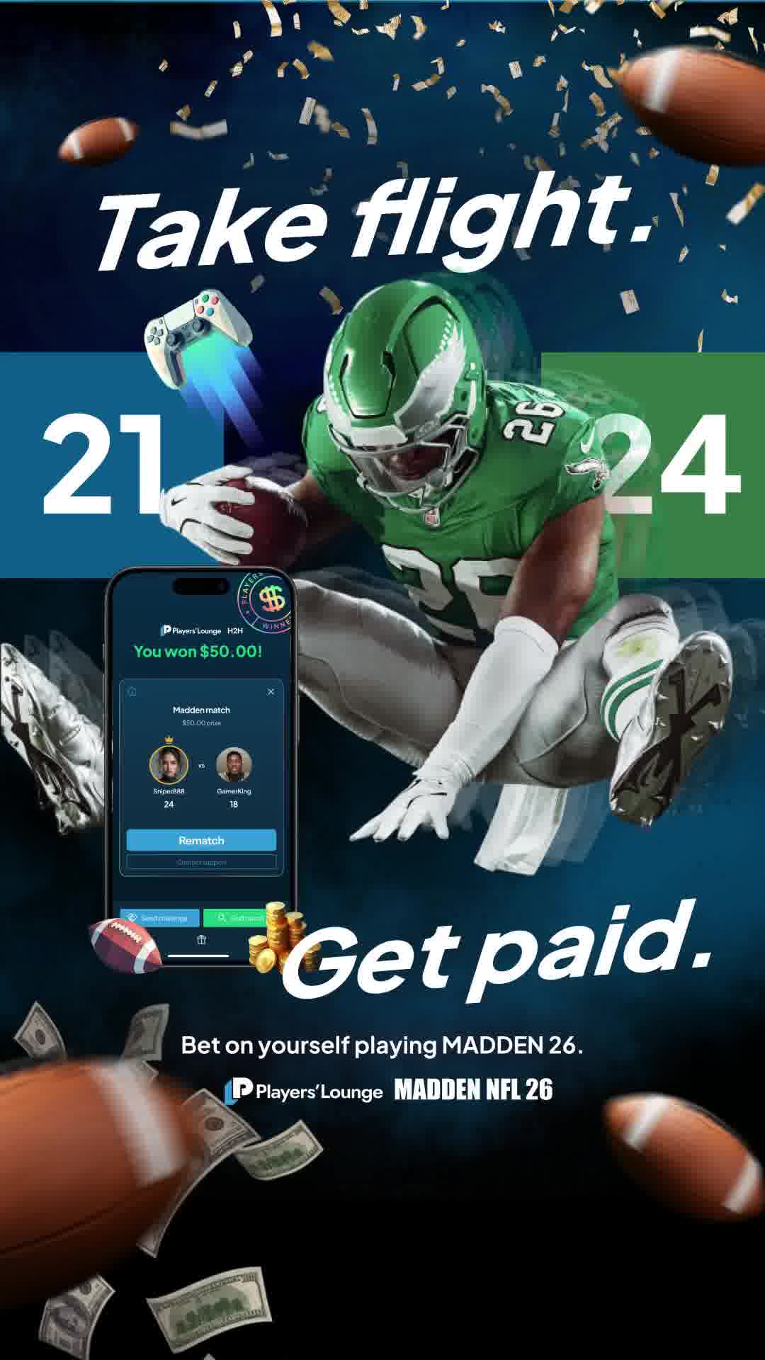 Players' Lounge Facebook ad: 100% first deposit match!