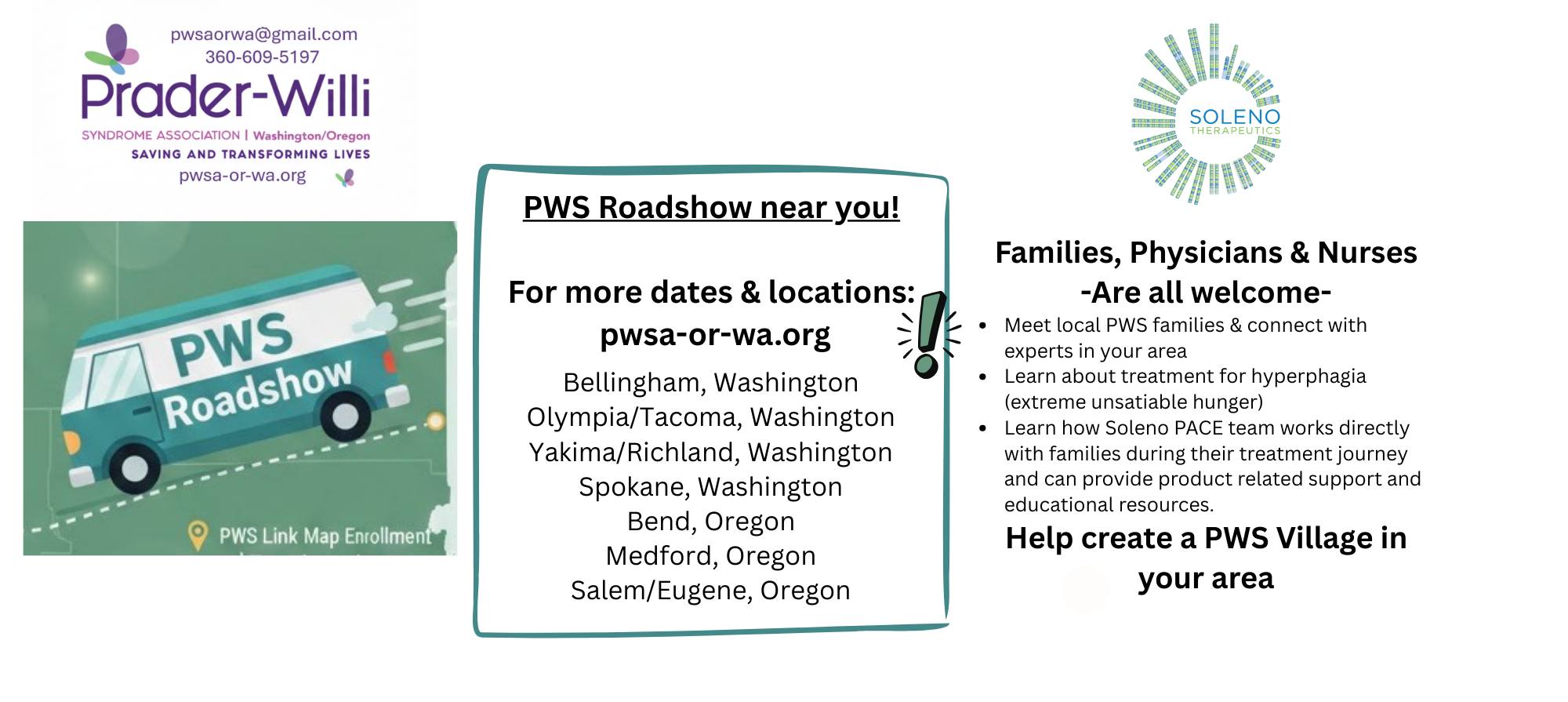 Prader Willi Syndrome Oregon/Washington Facebook ad: PWS Roadshow Stop~Bellingham, Washington