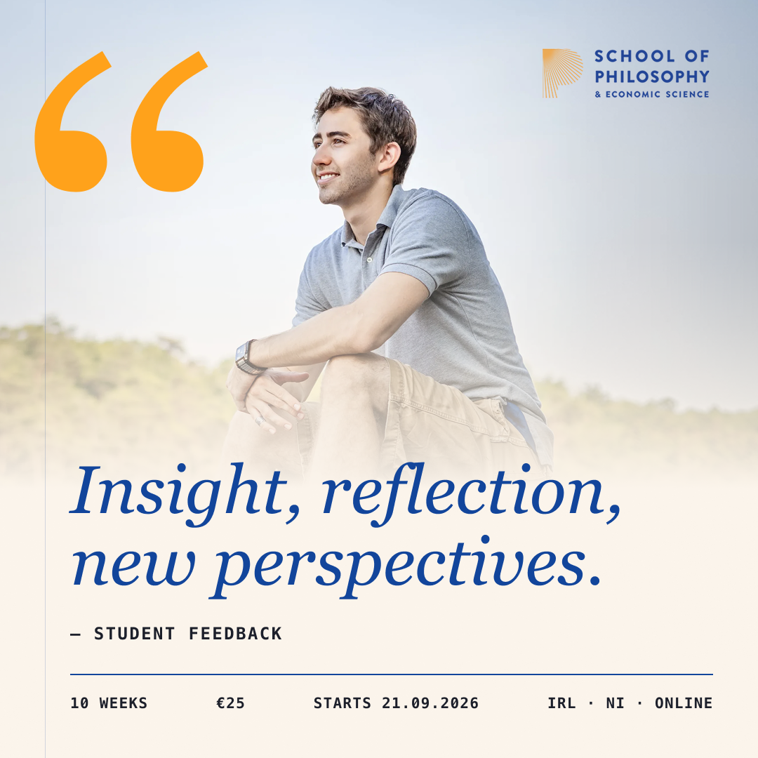 Practical Philosophy Ireland Facebook ad: Course offered at a reduced fee of €25.