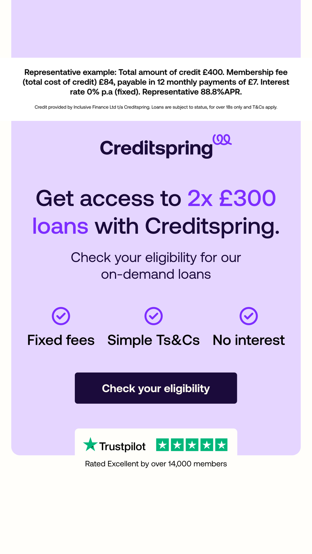 Creditspring Facebook ad from Feb 2, 2026