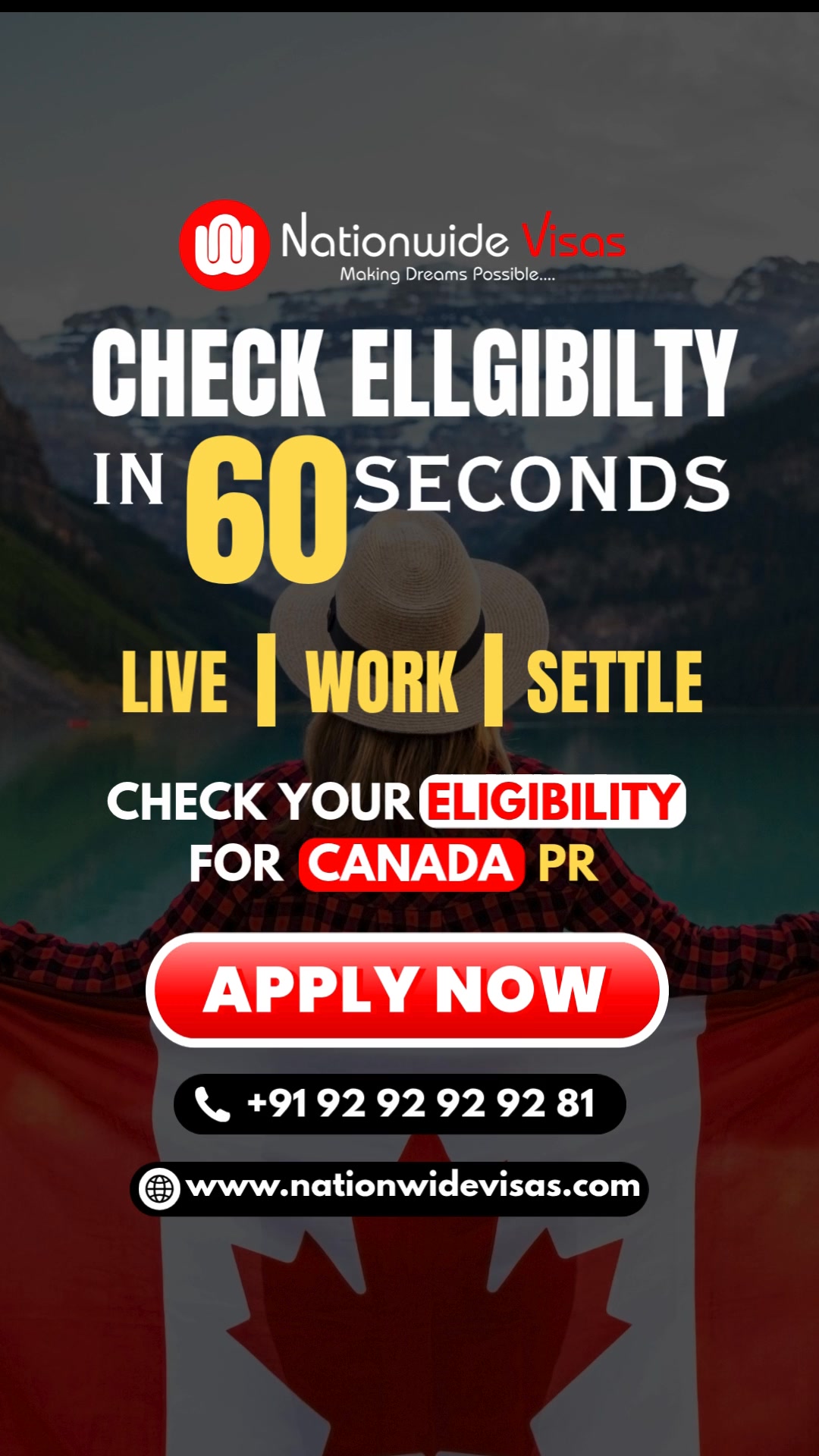 Nationwide Immigration Services pvt ltd Facebook ad: Check Your Eligibility for Canada PR