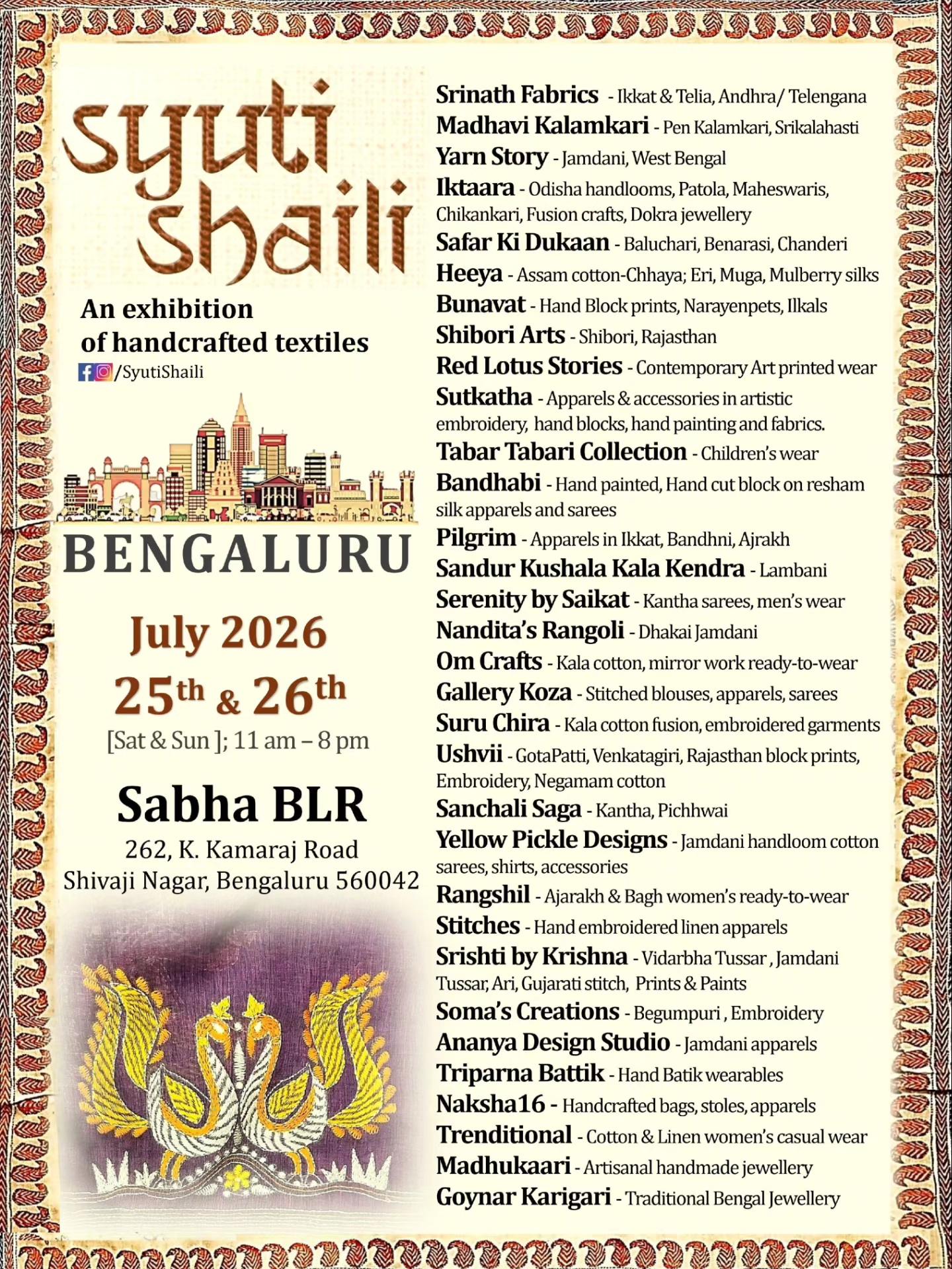 Syūti Shaili Facebook ad: Welcoming all in Bengaluru to 𝗦𝘆𝘂𝘁𝗶 𝗦𝗵𝗮𝗶𝗹𝗶