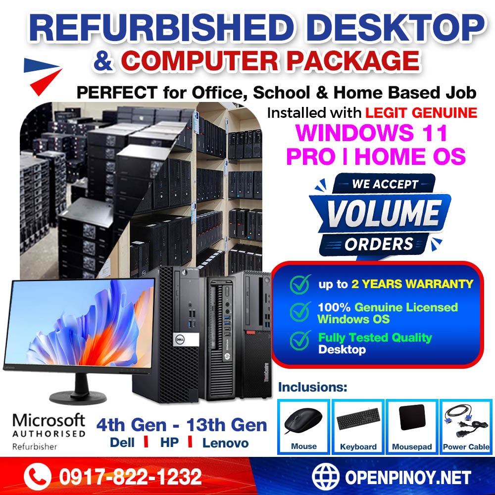 WWW.OPENPINOY.COM Facebook ad: Best Deal Pre-owned/Refurbished Computers
