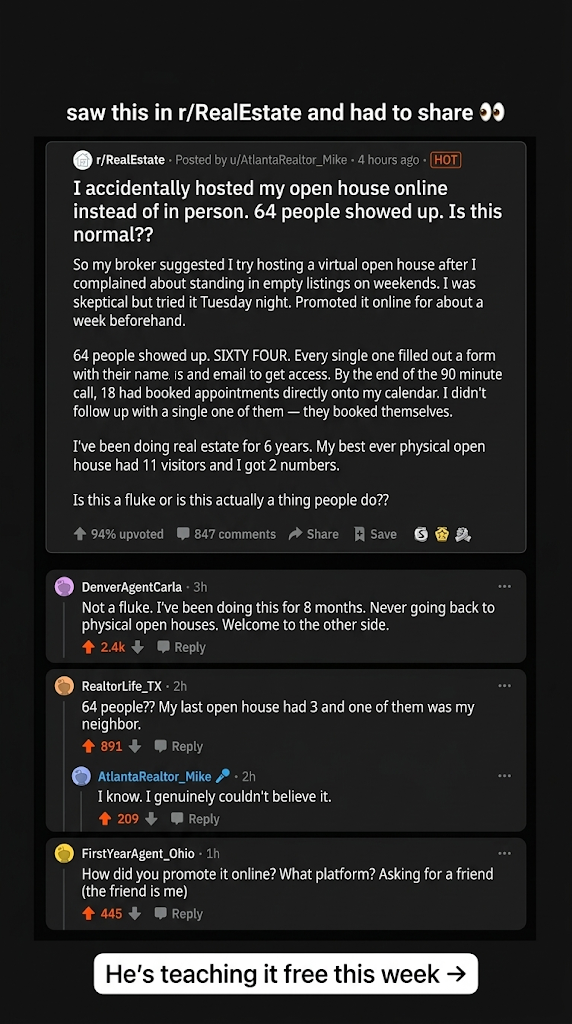 Real Estate Commissions On Demand Facebook ad: Webinar is the new open house, but better!