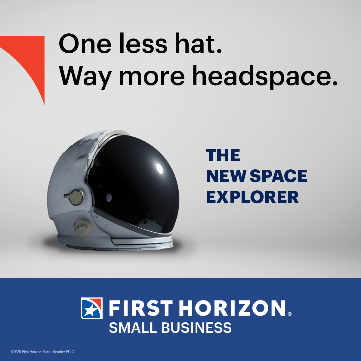 First Horizon Bank Facebook ad: One less hat. Way more headspace.