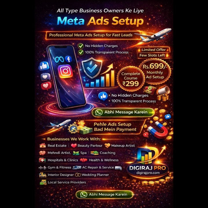 Digirajpro Meta Ads course Facebook ad: Ads Setup या Meta Ads Course चाहिए? अभी Message करें।
