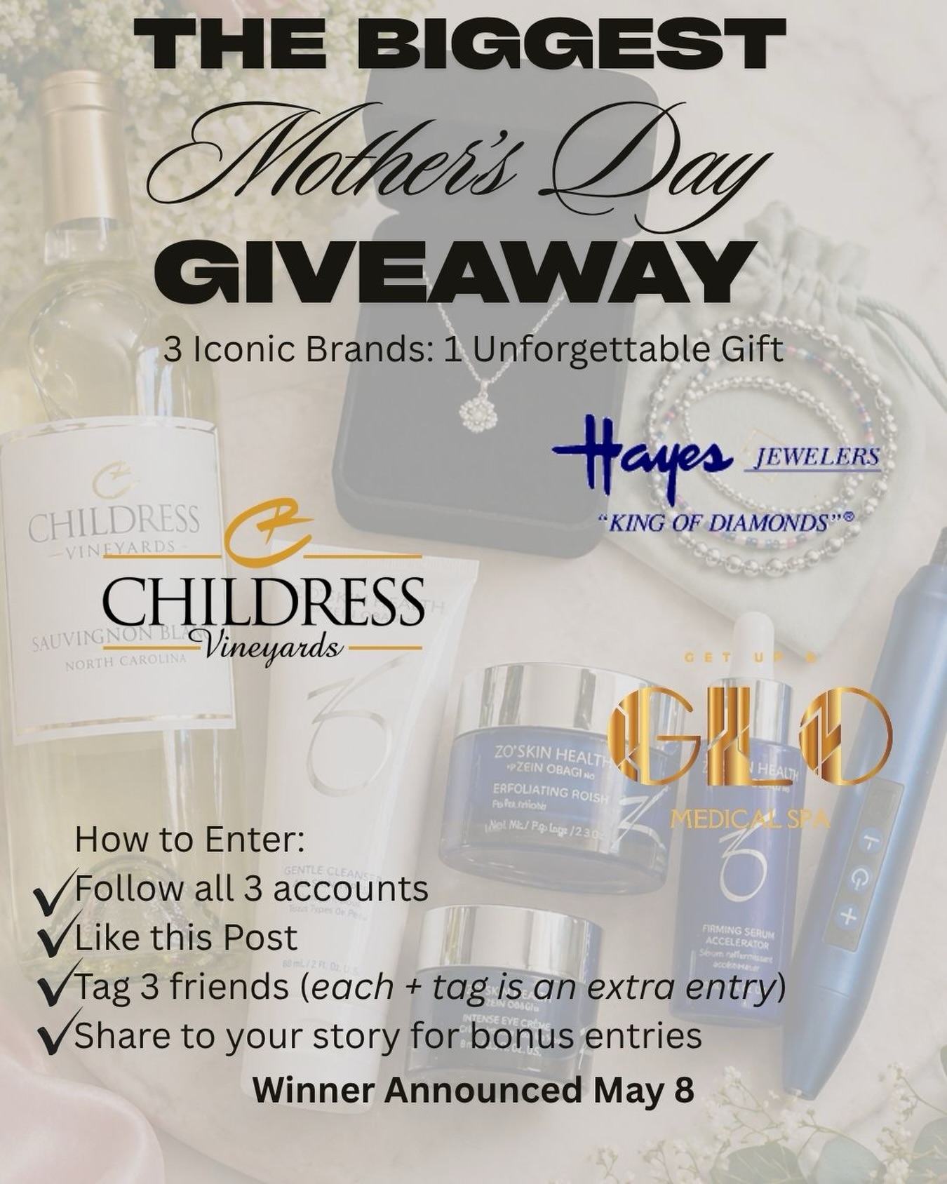Get Up and Glo Medspa Facebook ad: THE BIGGEST & BEST MOTHER’S DAY GIVEAWAY