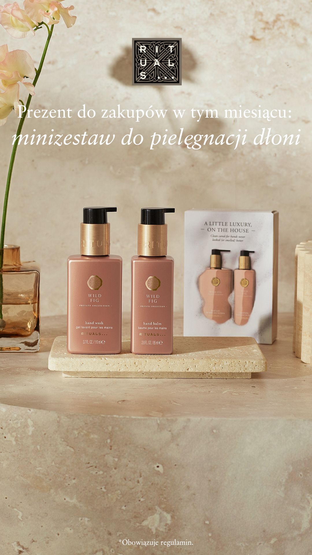 Rituals Cosmetics Facebook ad: Private Collection Wild Fig: płyn do mycia rąk i krem do rąk