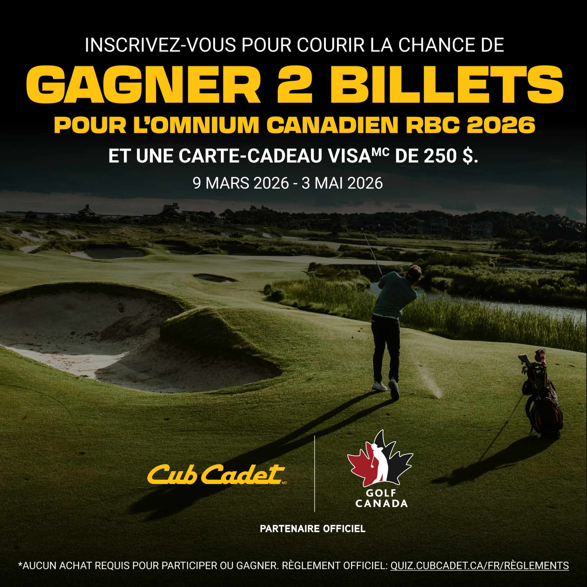 Cub Cadet Canada Facebook ad: Tirage pour des billets de l’Omnium canadien