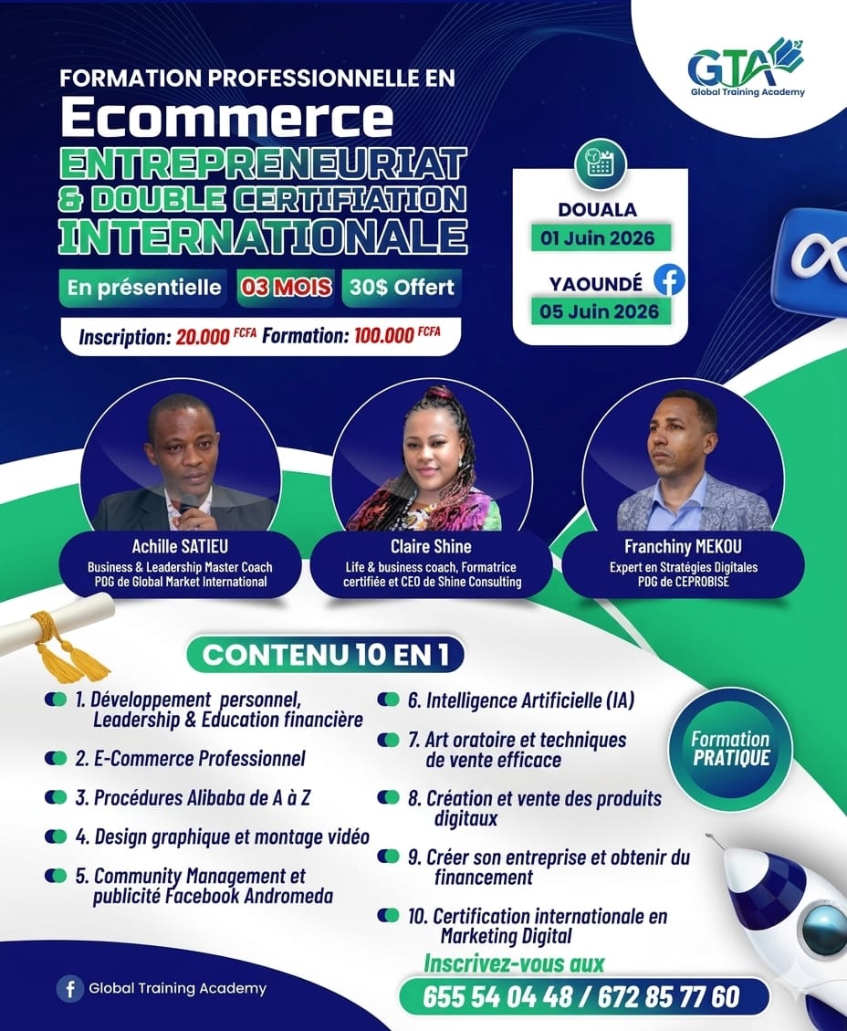 Global Training Academy Facebook ad: DOUBLE CERTIFICATION INTERNATIONALE