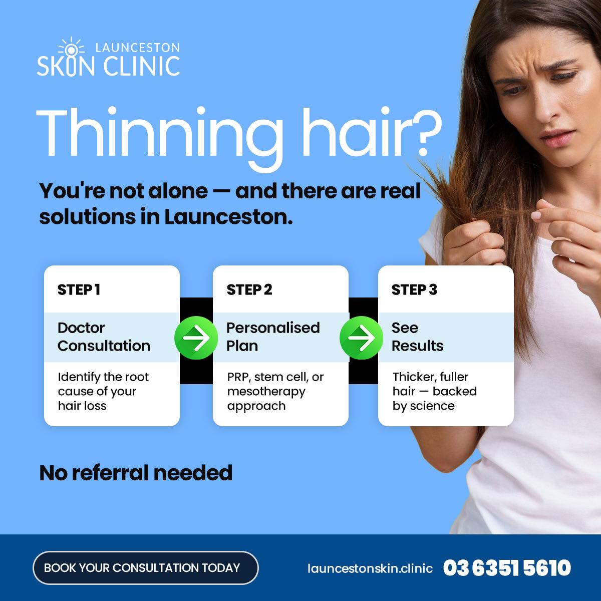 Launcestonskinclinic Facebook ad: Hair Restoration Consultations - Launceston Skin Clinic