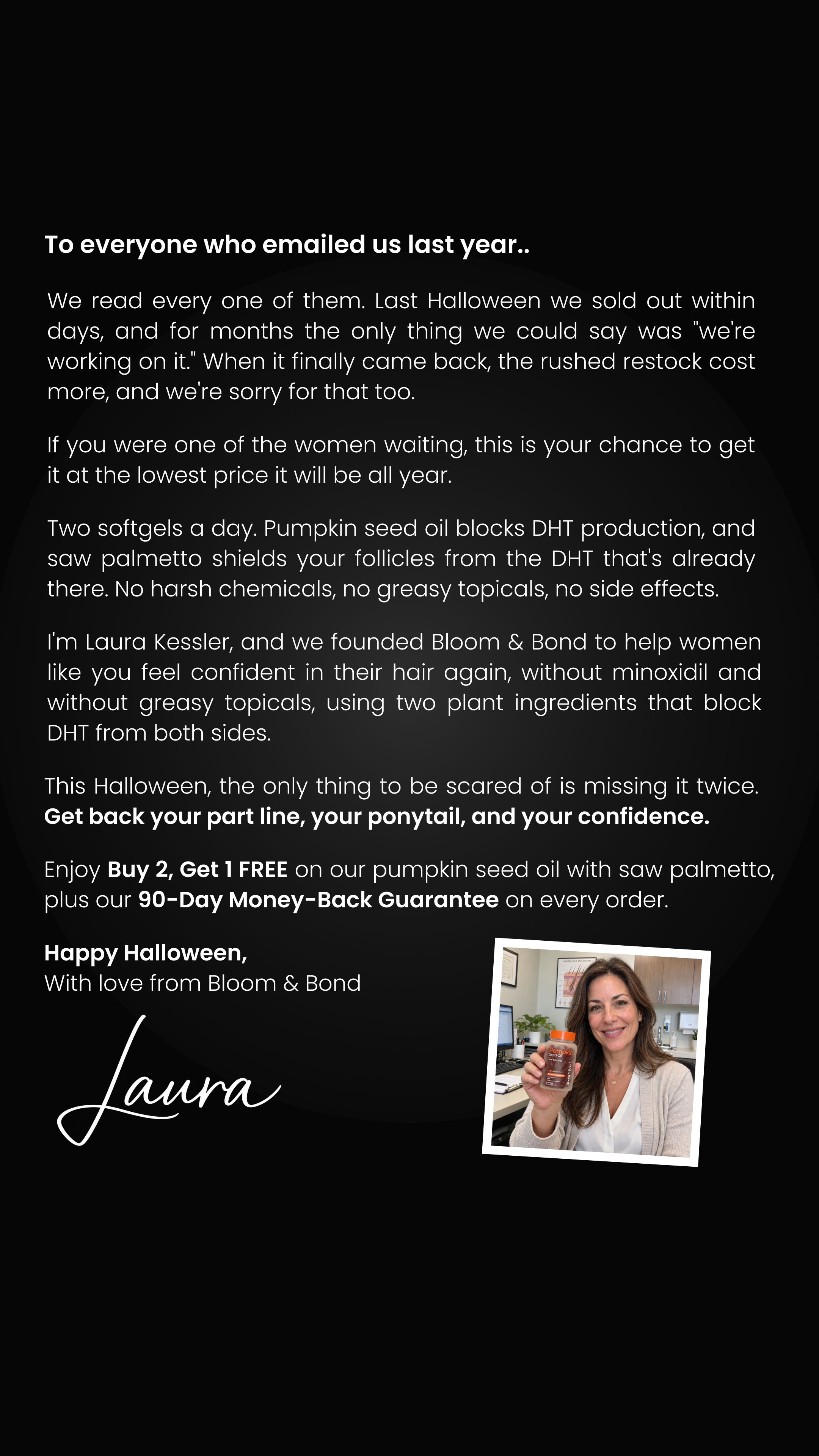 Bloom & Bond Facebook ad: Thicker, Fuller Hair, Naturally