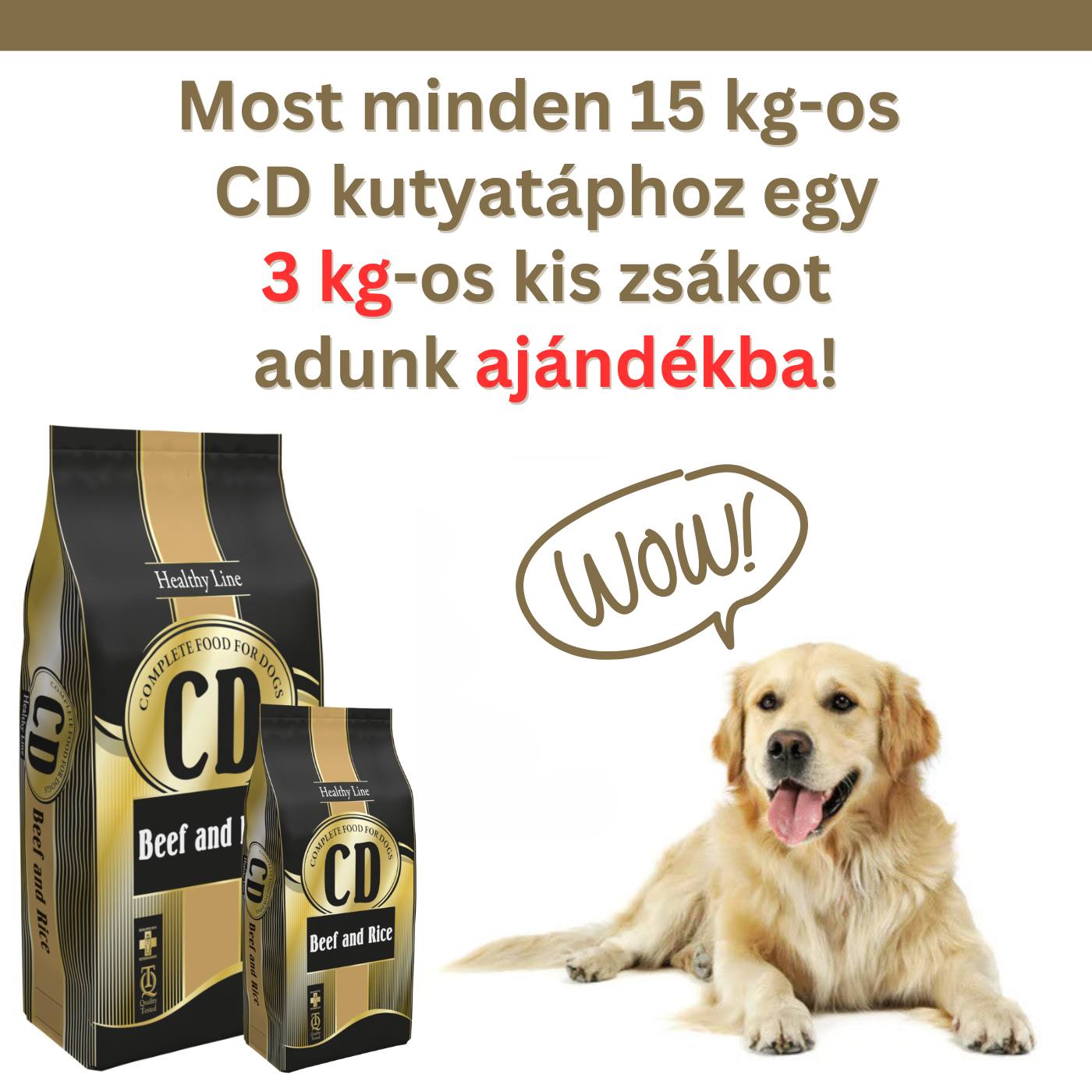 Okosgazdi.hu Facebook ad: Most minden 15 kg-os CD kutyatáphoz egy 3…