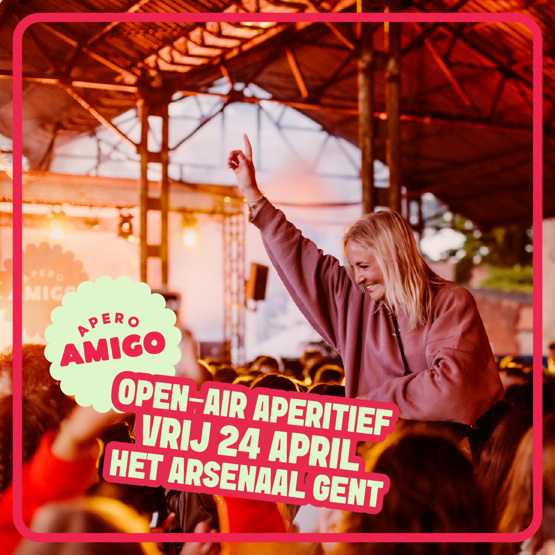 Apéro Amigo Facebook ad: APERO AMIGO OPEN-AIR 24 APRIL HET ARSENAAL GENT