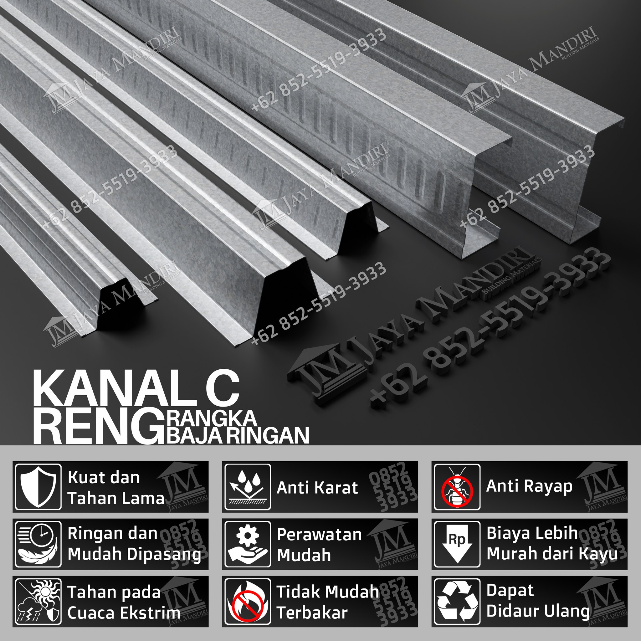 Jaya Mandiri Building Materials Facebook ad: KANAL C & RENG, ATAP SPANDEK, GENTENG METAL…