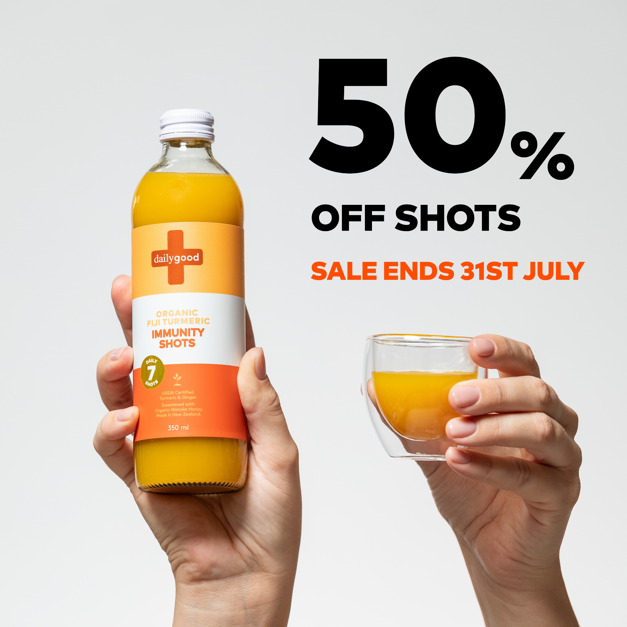 Daily Good Immunity Shots Facebook ad: 50% OFF - Use code REFRESH50